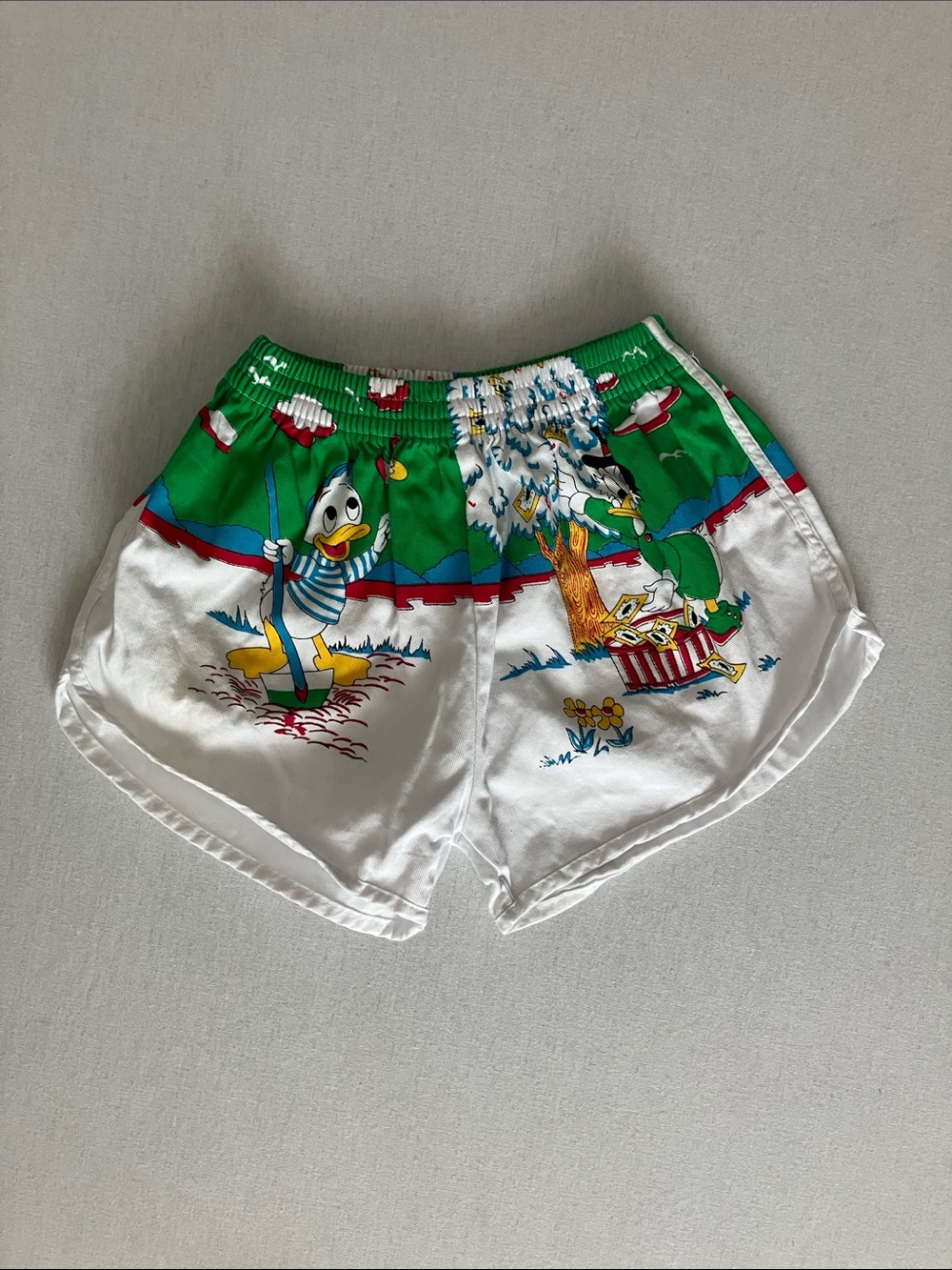 Vintage Kids Cartoon Shorts in White, Green & Yellow - Picture 2 of 7